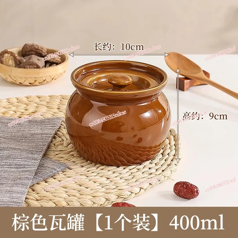 

Individual Ceramic Soup Pot | Home Use Double Boiler Steamer Pot with Lid for Braising & Steaming