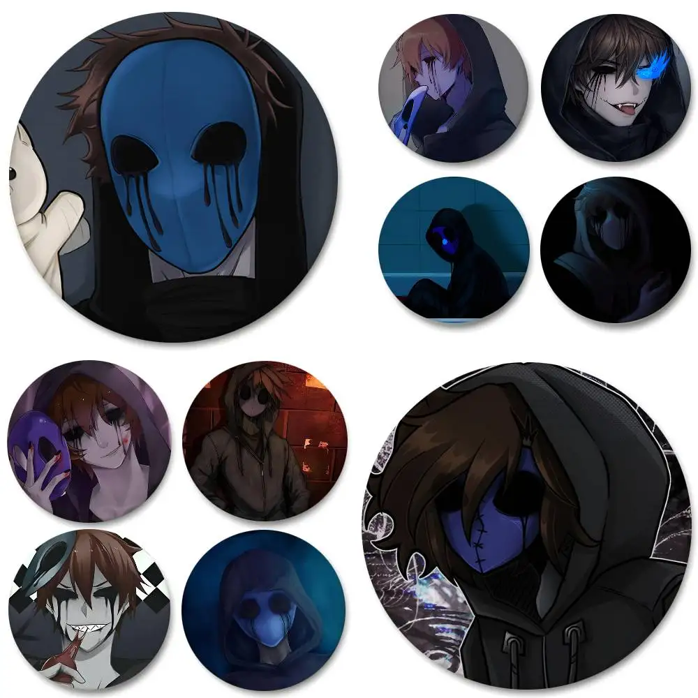 1pc C-Creepypasta Eyeless Jack Cartoon Style Badge Brooches On Backpack Decoration Round Enamel Pins For Accessorys