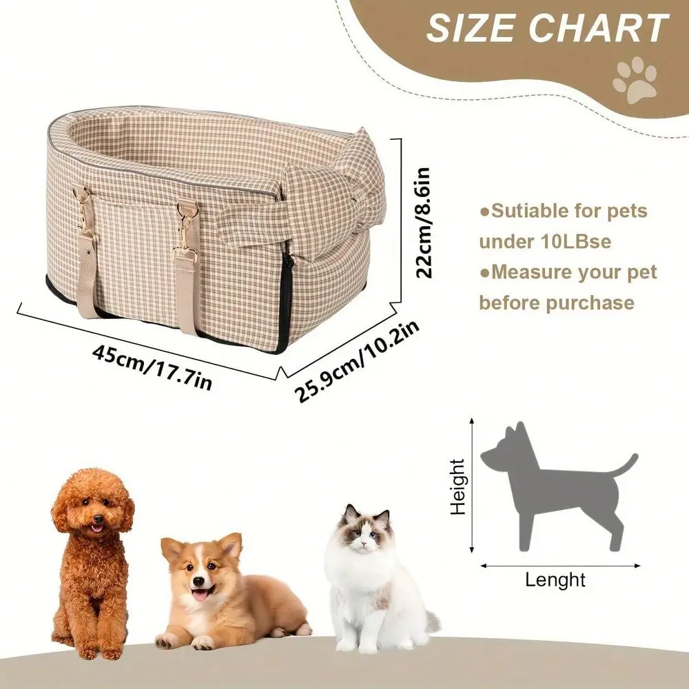 Pet Height Increasing Seat Car Pet Travel Bag, Portable, Easy To Clean Surface, Soft Grip Filling, Compatible Front And Rear Se