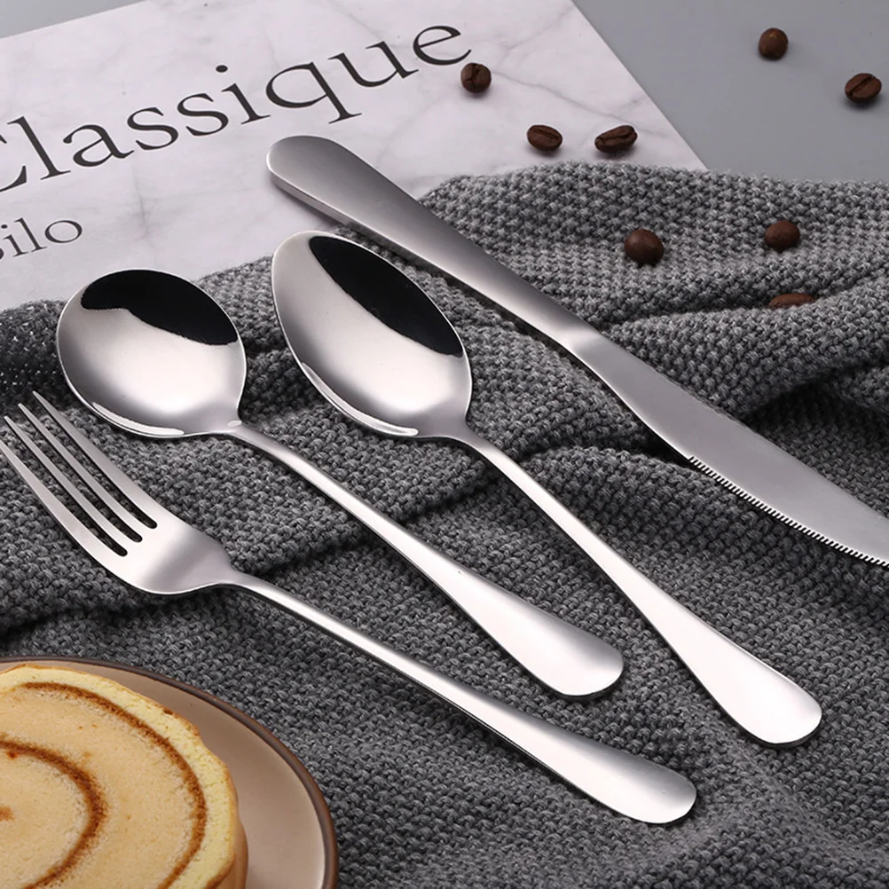 

4Pcs Stainless Steel Cutlery Set Flatware Silverware Simple Design Dishwasher Safe Dinner Use Stainless Steel Cutlery Set