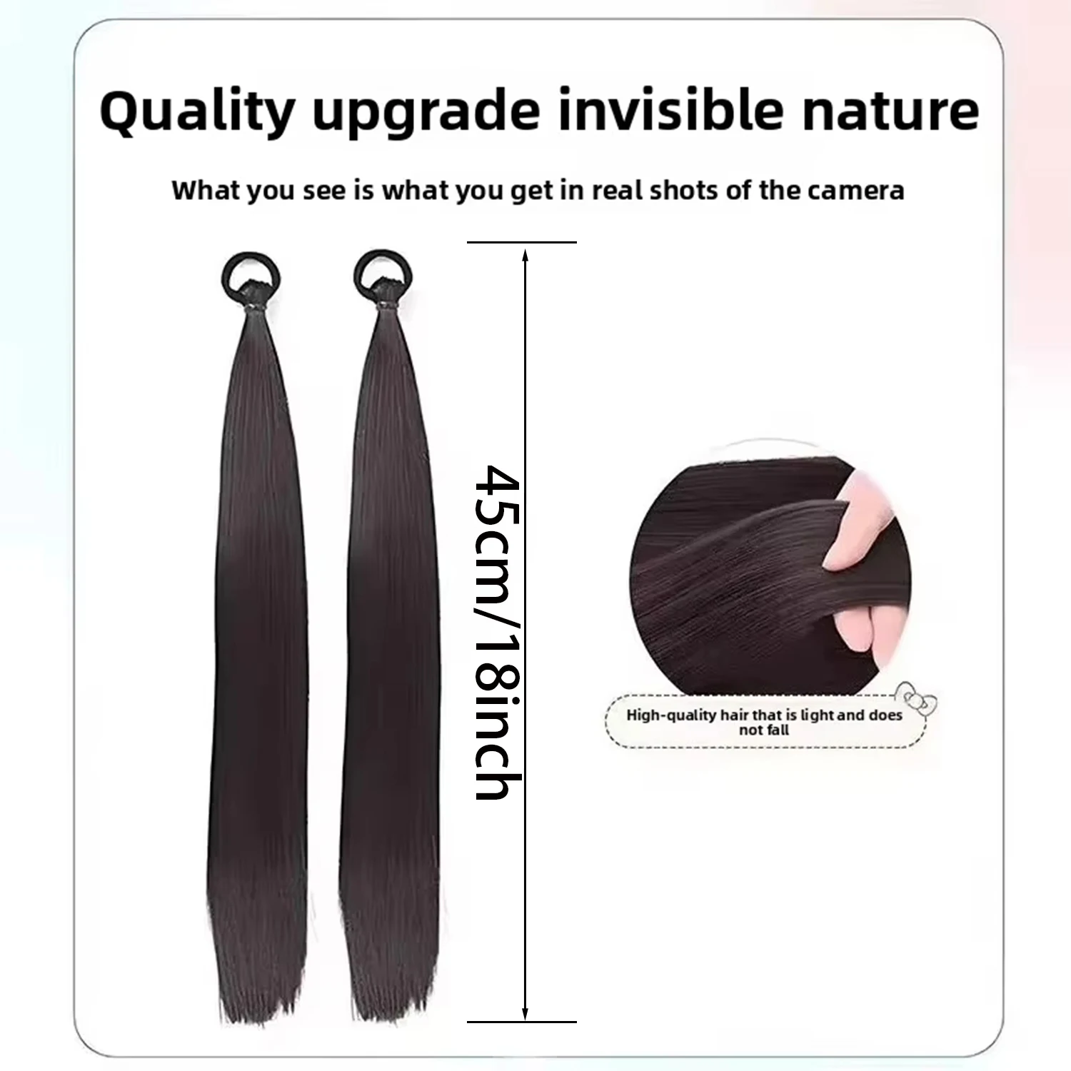 2 Pack Synthetic Black Ponytail Extension with Elastic Tie, Braid Ponytail Extension Braid Hair Extensions for Girls Women image 4