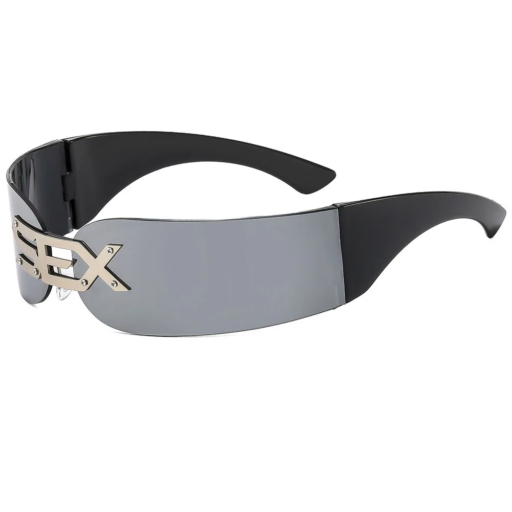 New Nightclub Hip Hop Punk Style Frameless Integrated Sunglasses Letter Men's and Women's Sunglasses Future Tech Sense
