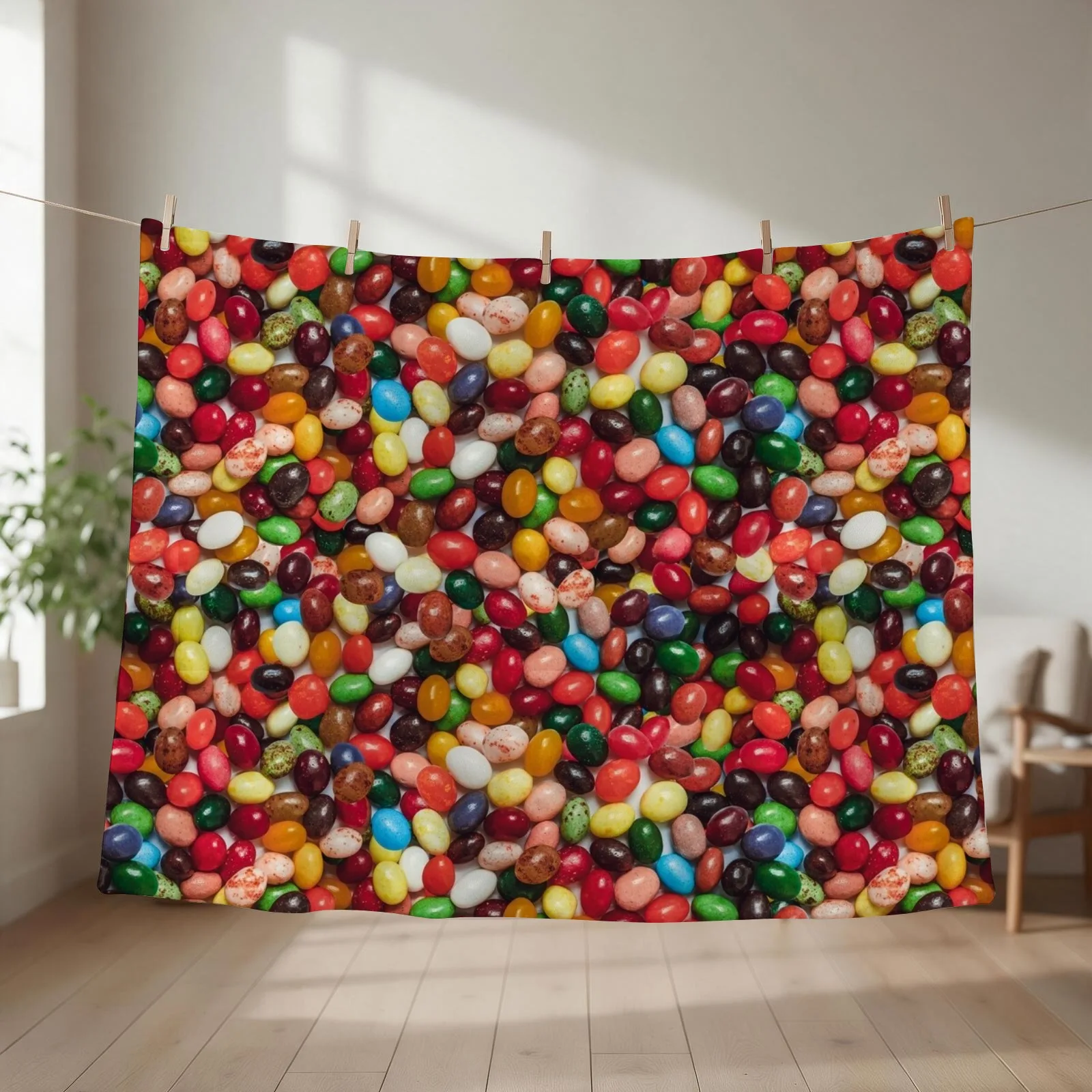 Gourmet Jelly Bean Candy Photo Pattern Throw Blanket couch cozy soft plush fuzzy picnic outdoor blanket