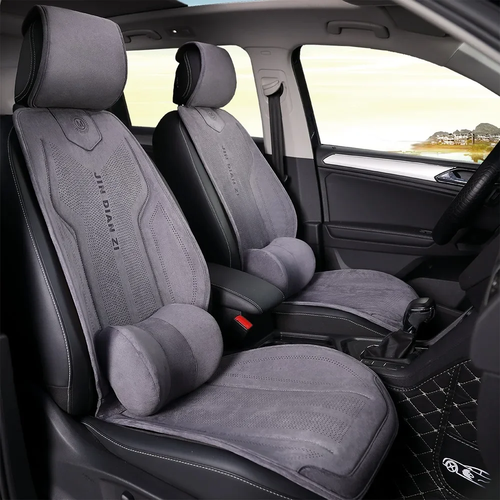 Full Set Suede Car Seat Covers Universal Four Season Breathable Seat Cushion Car Accessories Interior Car Seat Protector Covers