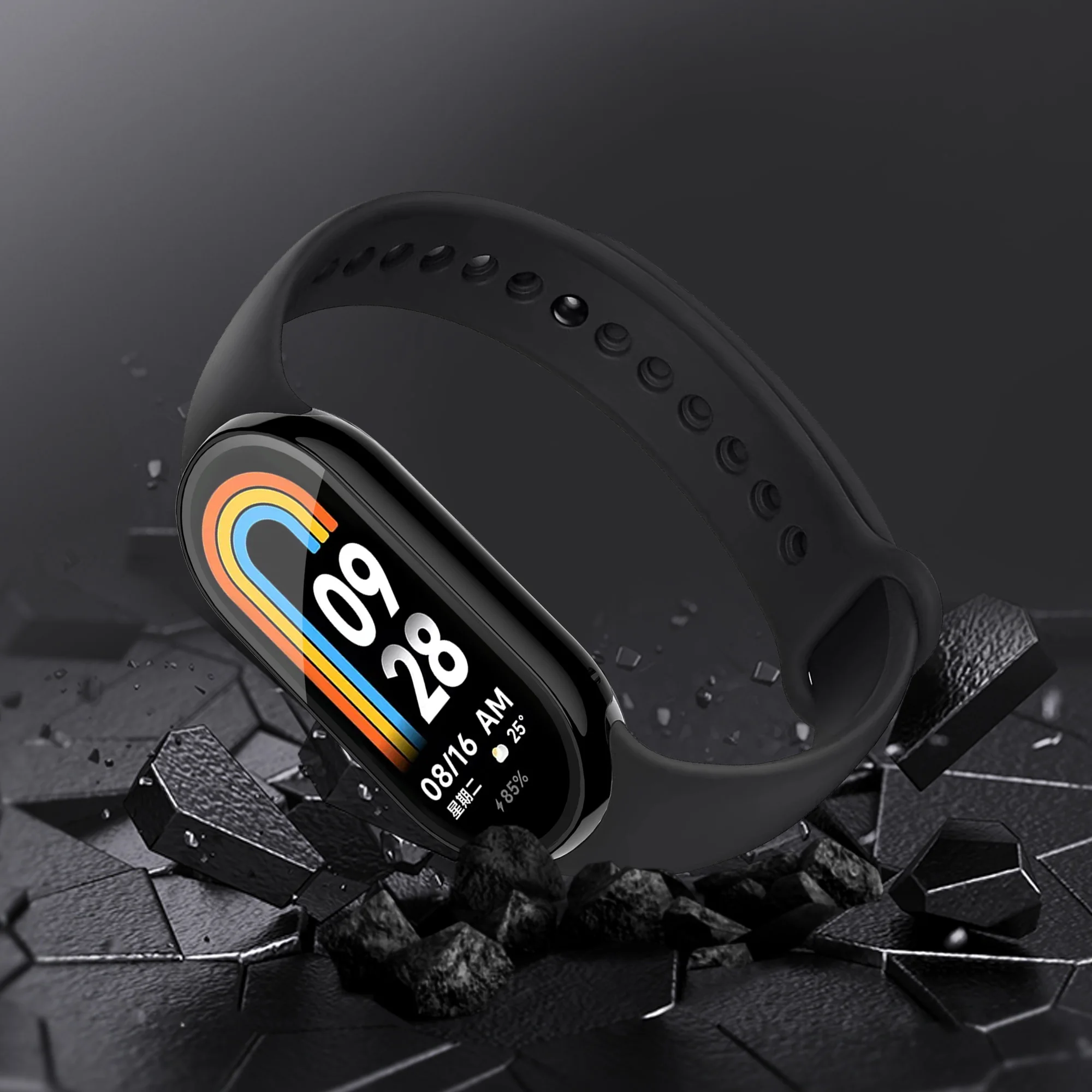 Tempered Glass+PC Case For Xiaomi Mi Band 8 Cover Shockproof Full Hard Screen Protector correa For Xiaomi Mi Band8 Accessories