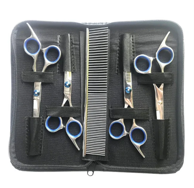 

OEM ODM Economic Pet Scissors Set Stainless Steel Dog Grooming Shears Kit Home Use Pet Cleaning Tools