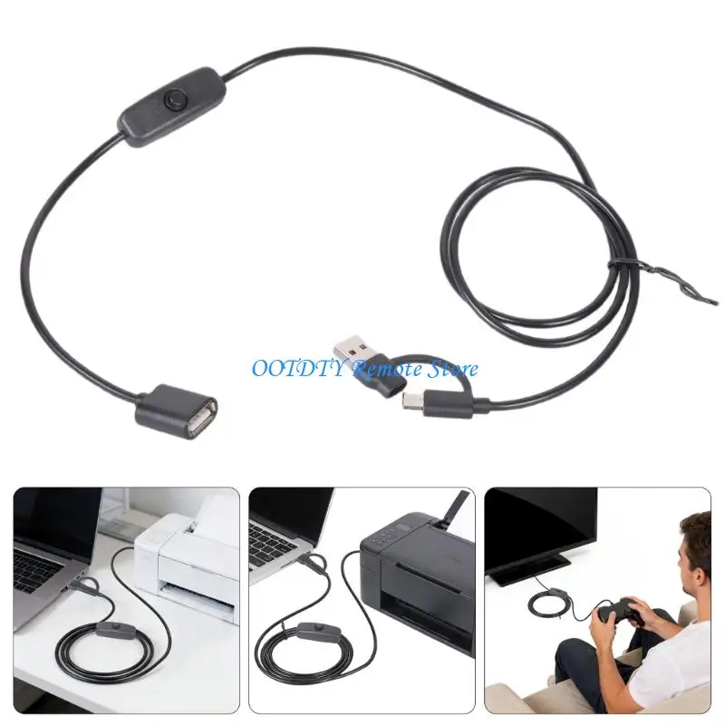USB C Type C to USB OTG Extension Cable with Switches Enable Efficient File Sharing and Device Power Supply on Electronics