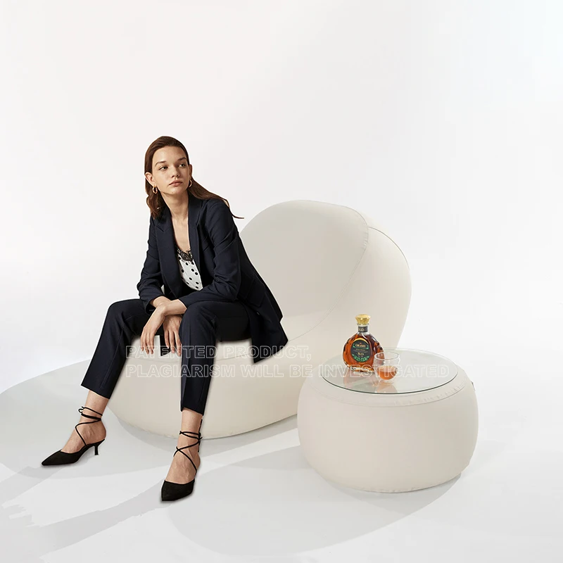 Sofa Tiup Luar Ruangan Kustom dengan Pijakan Kaki Sofa Udara Kulit Kursi Film Tiup Set Kursi Santai untuk Dewasa