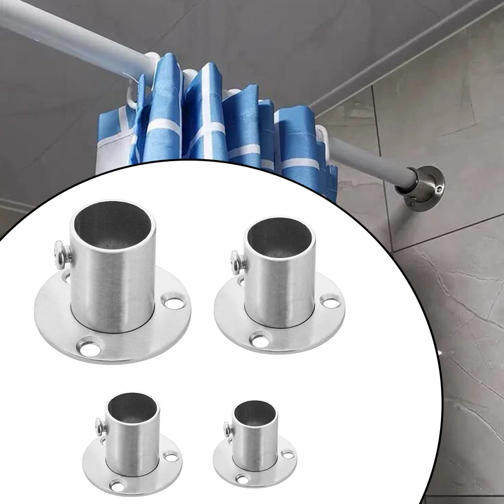 19/22/25/32mm Tube Support Closet Bar Stand Wardrobe Hanging Rail Rod Pole Socket End Flange Brackets Stainless Steel