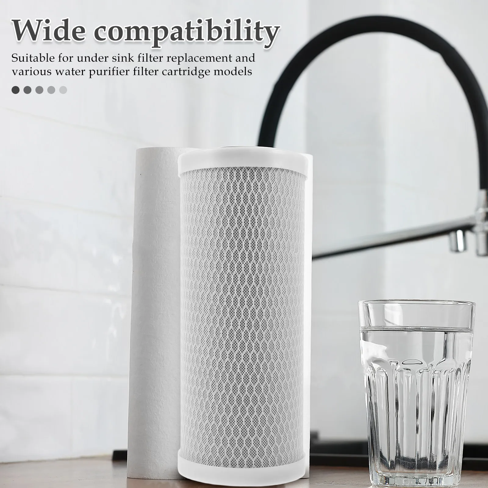 10 Inch Activated Carbon Water Filter Cartridge Replacement For Under Sink Whole Filtration Systems Sediment Prefilter