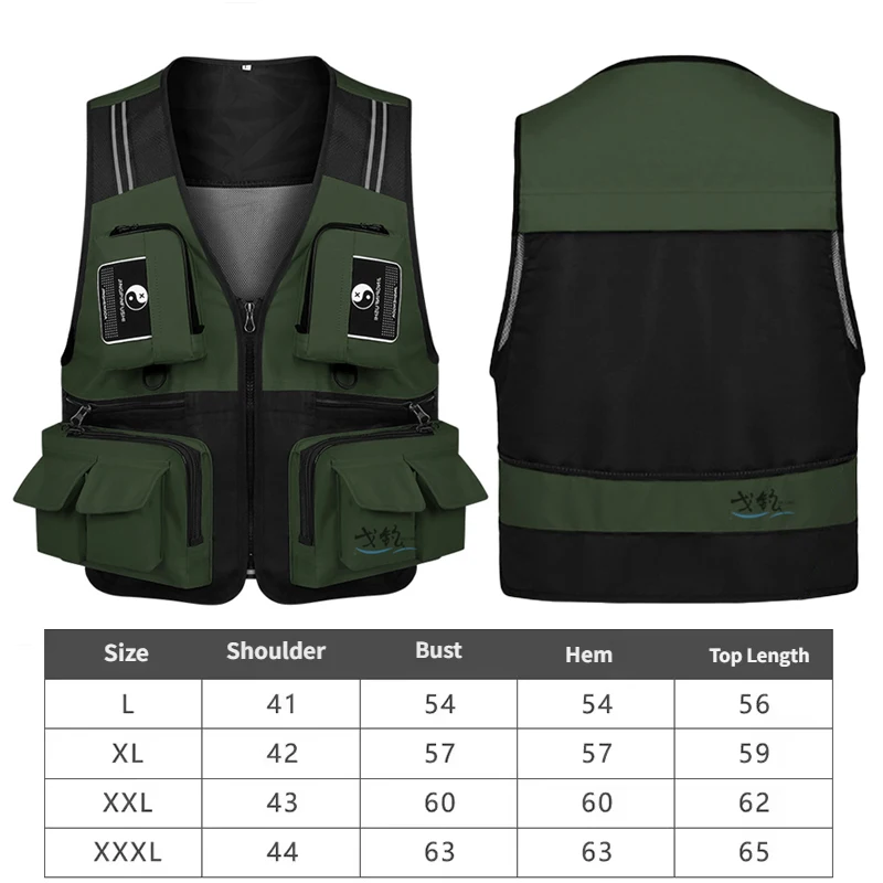 

Outdoor Tank Top Fishing Vest Detachable Multiple Pockets Breathable Grid Mesh Comfortable Wear-Resisting with Reflective Stripe