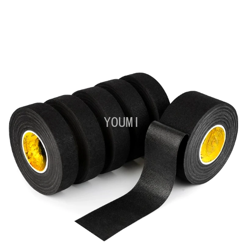 15m 32mm 25mm 19mm 9mm Black Velvet Wiring Bundle Flame Loom Harness Retardant Electrical Tape Adhesive Cloth Fabric Wiring