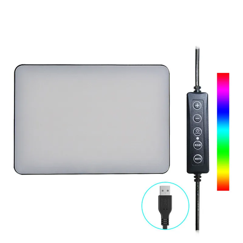 RGB Video Light LED Camera Light Full Color 3200-5600K Video Panel Light USB Optional Tripod Stand For Video Conference Lighting