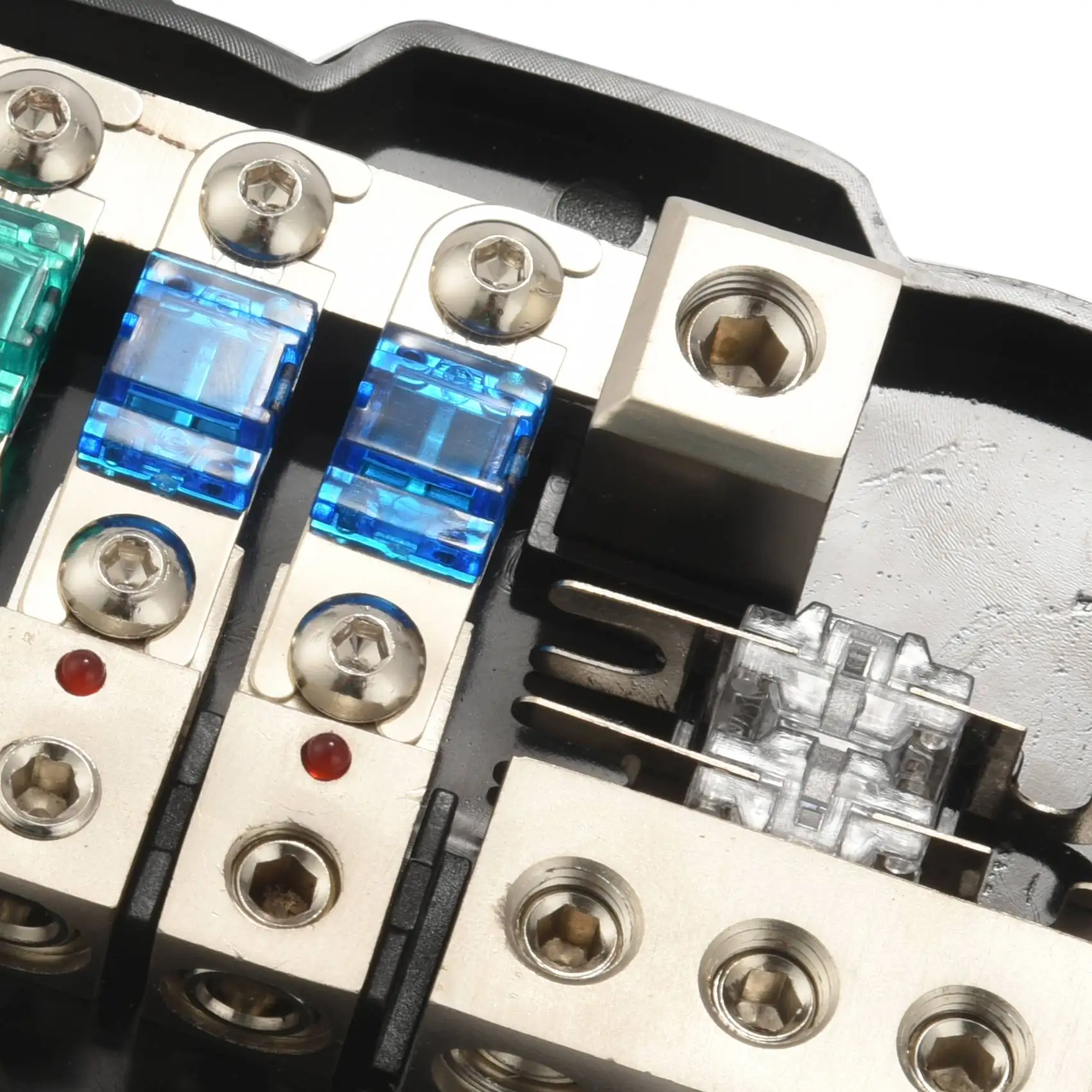 M46K-Multi-Functional LED Car Audio Stereo ANL Fuse Holder Distribution 0/4Ga 4 Way Fuses Box Block 30A 60A 80Amp