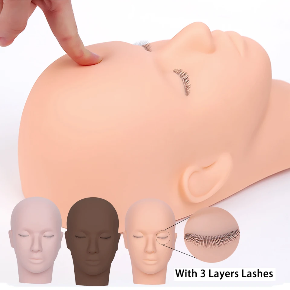 Mehrschichtige Wimpern, Übungsmodell, falsche Wimpern, Verlängerung, Transplantatwimpern, Schaufensterpuppenkopf, Gesicht zum Üben von Make-up-Lieferanten