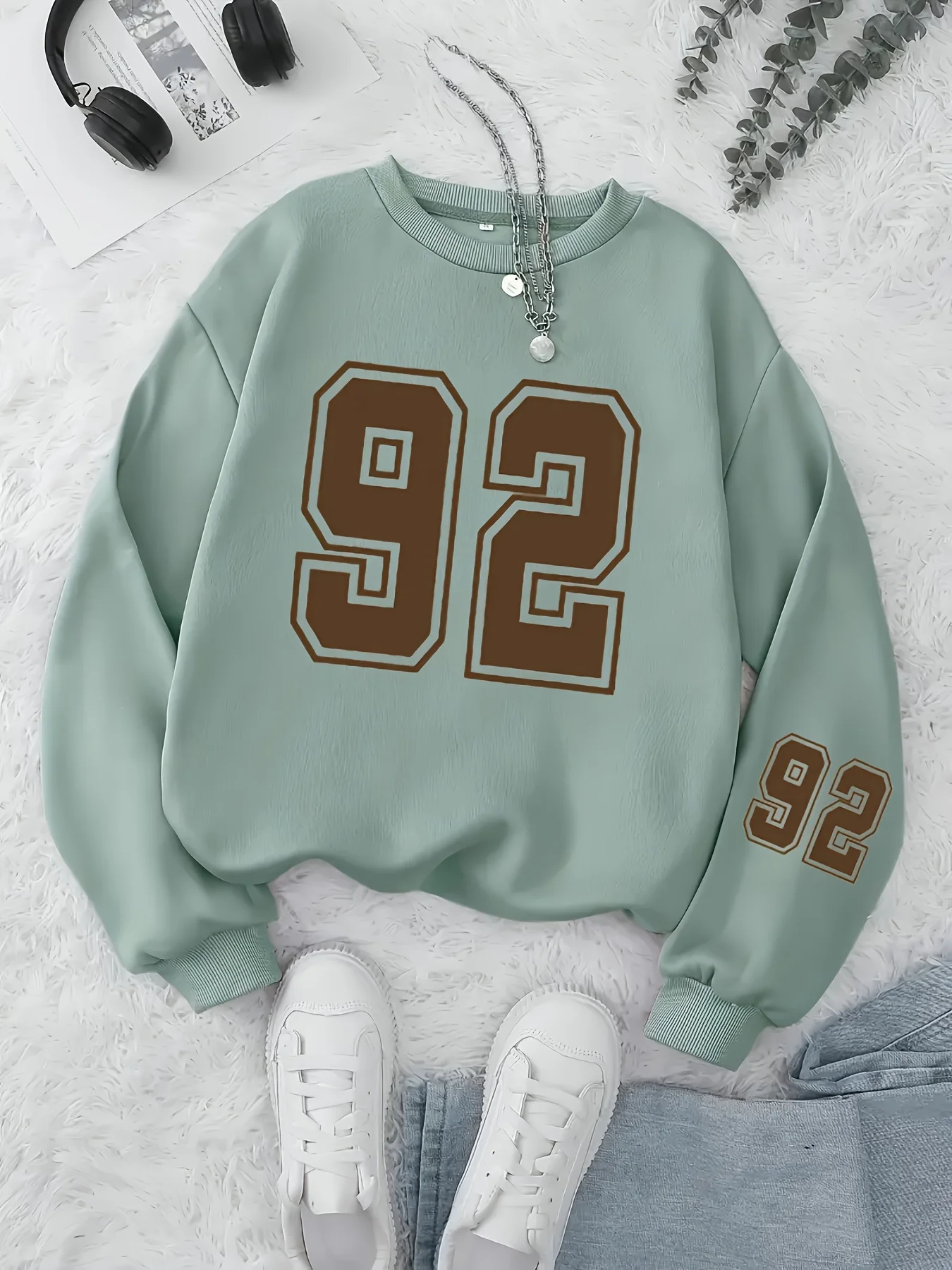 Male Female Style Casual Personality Hoodie Round Neck Long Sleeves Letter Pattern Print Fashion Comfortable Loose Style Hoodie