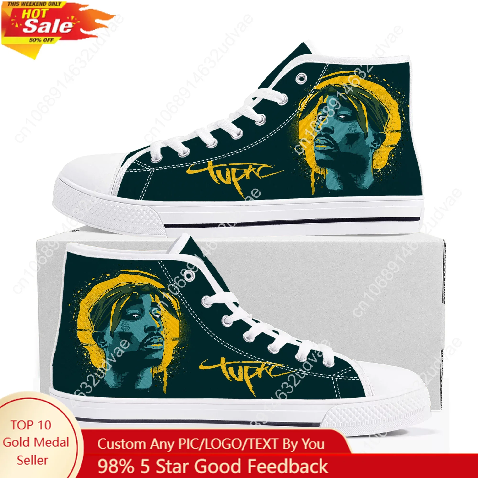 

2Pac Tupac All Eyez on Me High Top Shoes Men Women Teenager Canvas Sneaker High Quality Sneakers Couple Footwear Custom Shoe