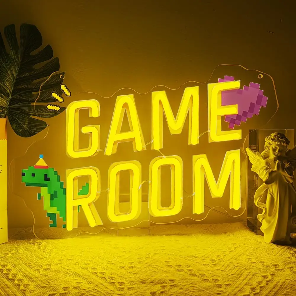 Game Room Neon Sign LED Neon Lights for Bedroom Gamer Room Teen Boy Game Zone Man Cave Party Wall Decor Gift USB Power Dimmable