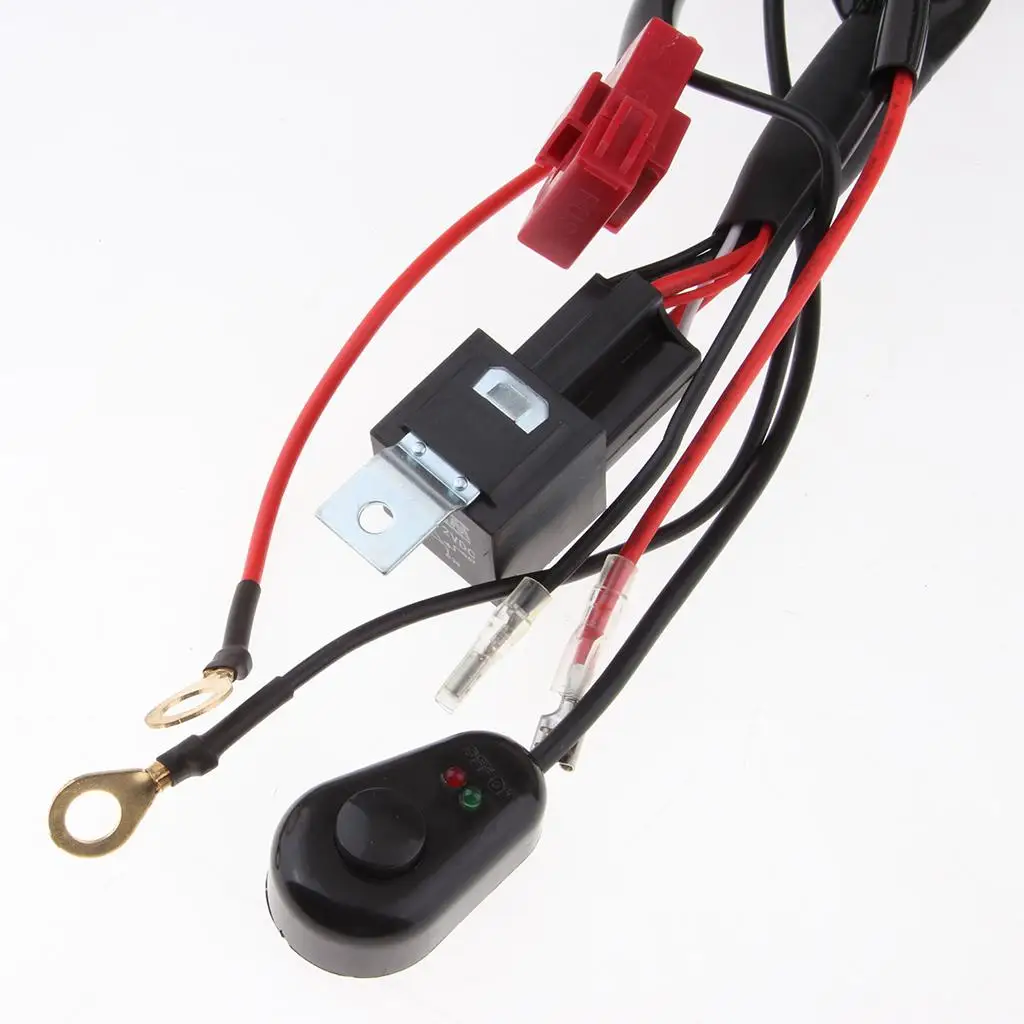 Relay Harness Wiring Cable Inline Fuse Power Rocker Switch Kit Waterproof Rubber for 12V Motorcycle Headlight