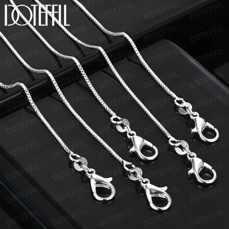 

DOTEFFIL 925 Sterling Silver 1MM Box Chain Necklace 1/5/10pcs/Lot 16-30 Inch For Woman Man Fashion Jewelry