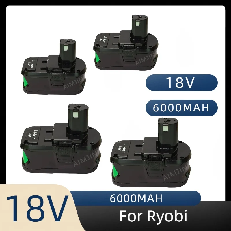 For RYOBI 18V 6.0Ah 18650 Power Tools Lithium-Ion Battery For RYOBI P108 18V Power Tools P104 P107 RB18L50 RB18L20