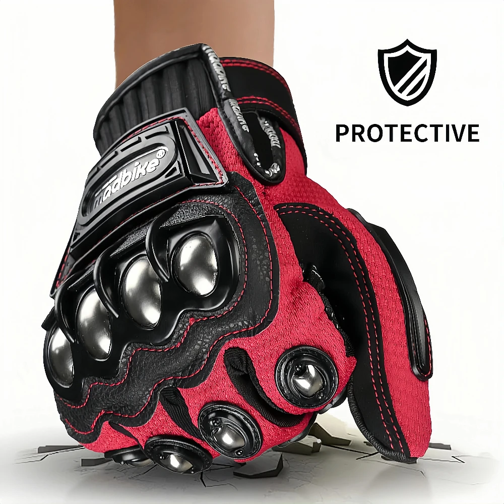 Alloy Steel Black Motorcycle Gloves Touchscreen Compatible Racing Gloves for Motorbike/Powersports with CE Certified Anti-Slip P