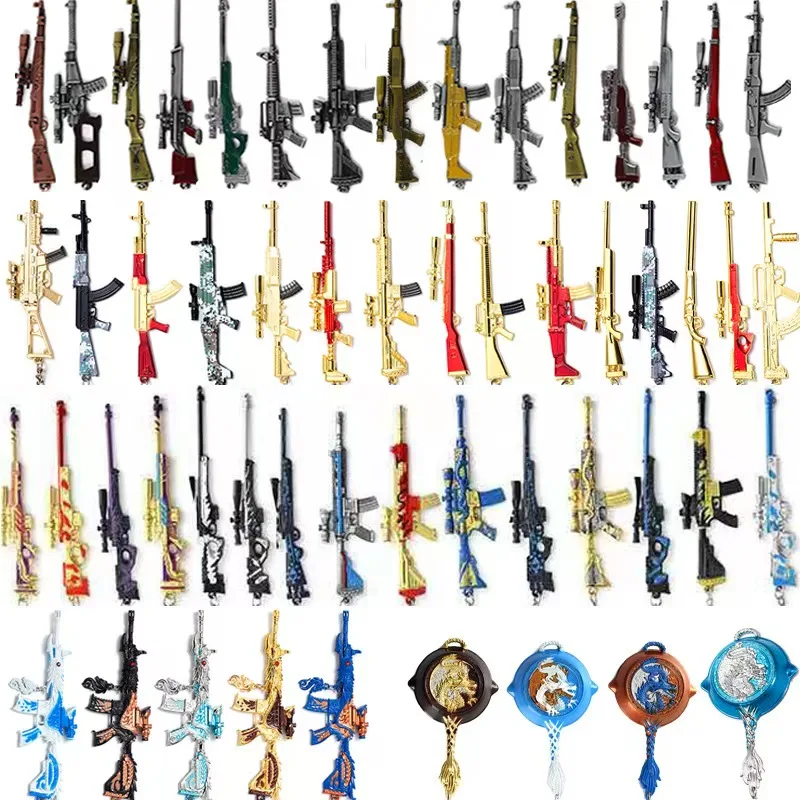 

100pcs/Lot Mini Toy Gun Keychain Model Pendant Car Key Chain Bags Key Ring