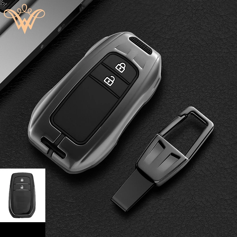 

2 3 Button Car Key Case Cover For Toyota RAV4 HARRIER Hilux Fortuner Land Cruiser Crown Highland Prado Yaris Cross Aygo X 2022