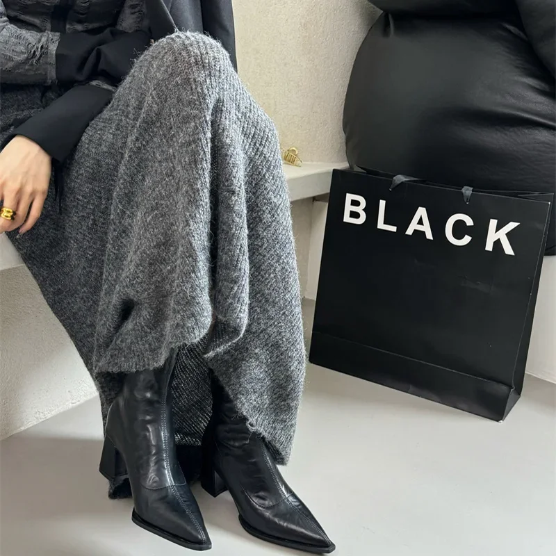 أحذية مدببة حادة أحذية قصيرة للنساء 2025 أحذية نسائية جديدة لخريف وشتاء أحذية قصيرة بكعب عالي #3