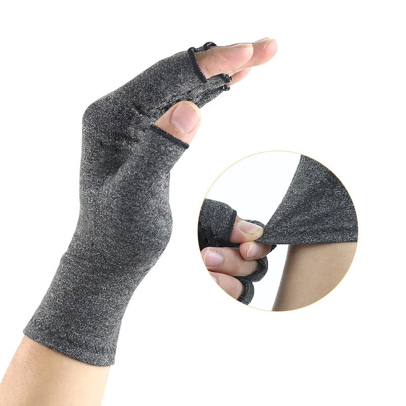 Off-the-shelf Cross Border Fitness Sports Hemp Grey Half Knuckle Gloves Sports Rehabilitation Glue Non-slip Pressure Gloves