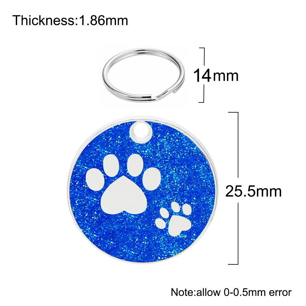 Wholesale 20pcs Round Paw Anti-lost Personalized Pet ID Tag Engraved Name Plate For Cat Puppy Customized Dog Collar Metal Tags