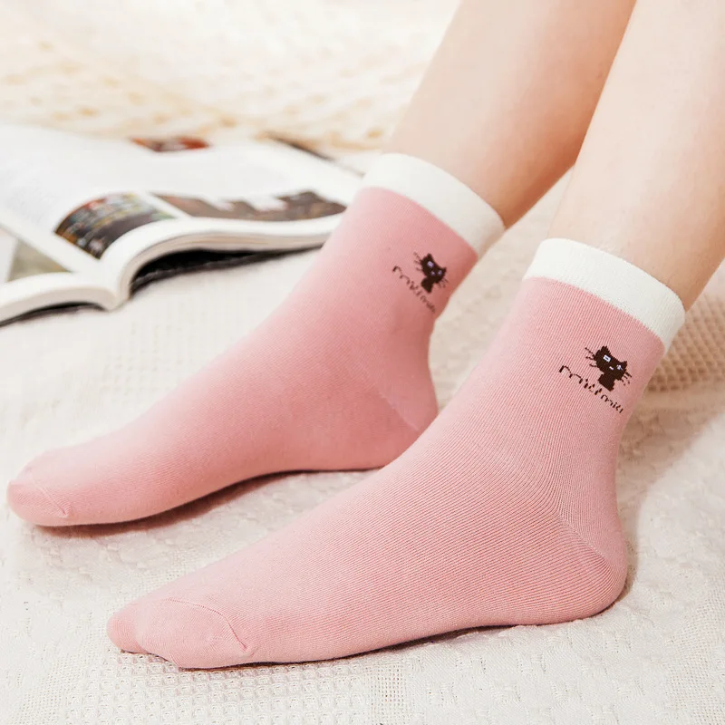 5 Pairs Set Cotton Women's Socks Breathable Funny Kawaii Socks for Women Crew Sock Cartoon Calcetines Mujer Chaussettes Femmes