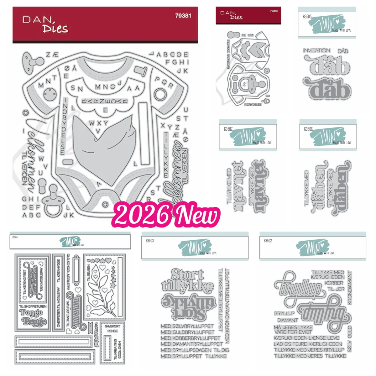 May 2026 New Made with Love Release Bryllup Script Baby Body Kort Cutting Dies Set DIY Mold Scrapbooking Paper Cuts Crafts Card