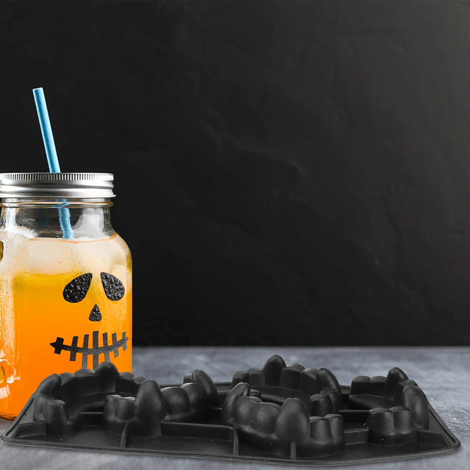 

Teeth Ice Cube Tray Halloween Vampire Teeth Shape 5 Lattices Chocolate Candy Jelly DIY Kitchen Accessories Black Ice Mold