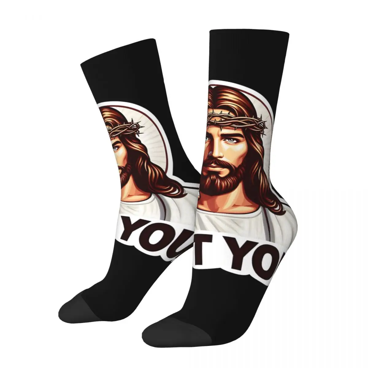 Retro I GOT YOU Men's compression Socks Unisex J-Jesus Harajuku Seamless Printed Novelty Crew Sock