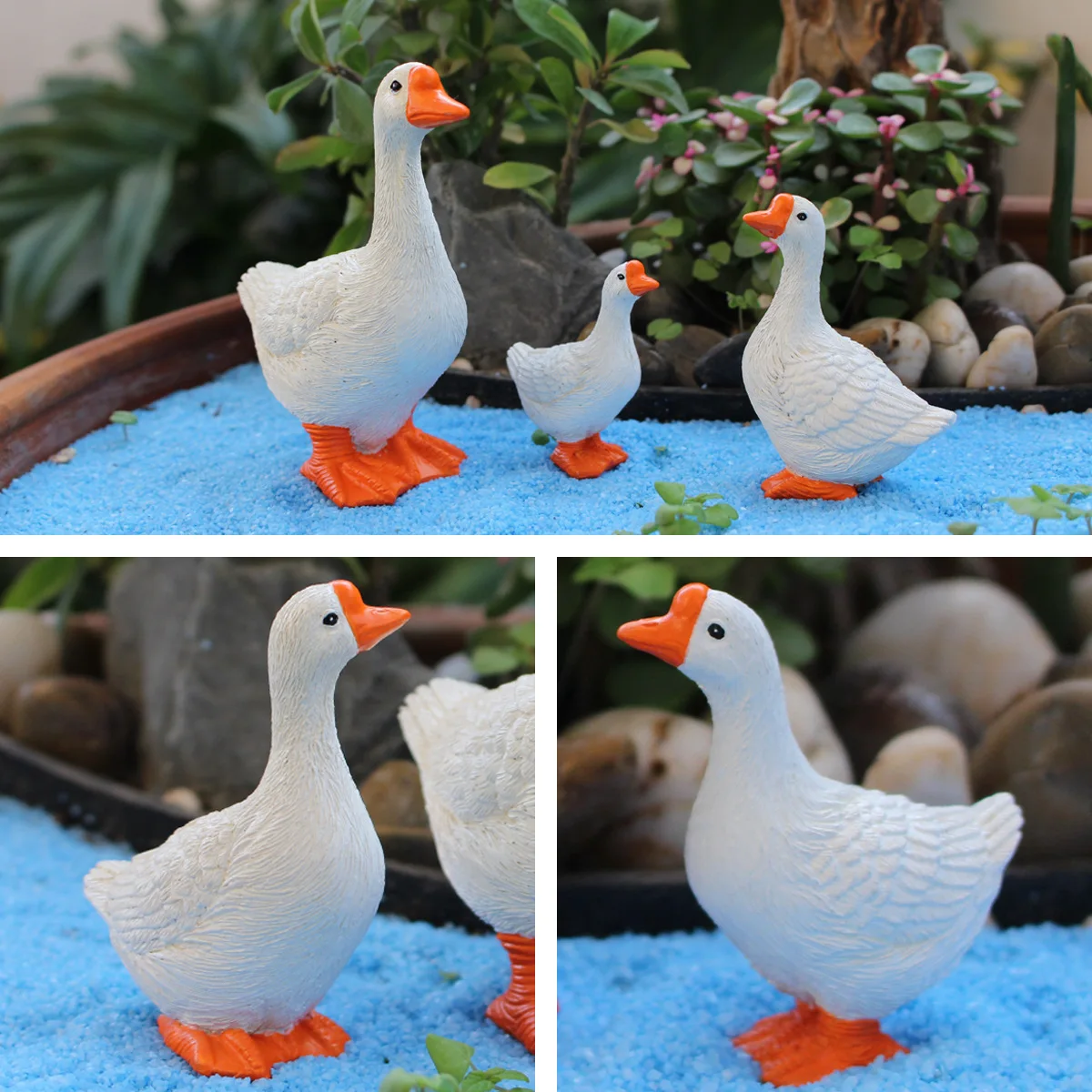 

‌ Статуя гуся из смолы Trio — реалистичный декор для сада, реалистичное украшение для газона, элегантная уличная скульптура, идеально подходит для патио и двора