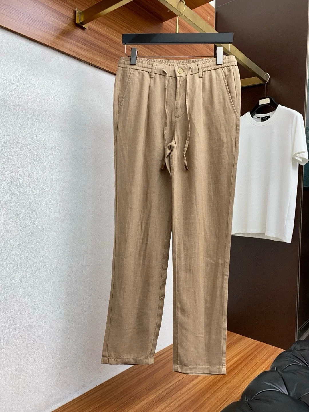 

LP итальянские старые деньги стиль бизнес минималистский эластичный пояс маленькие прямые льняные повседневные брюки