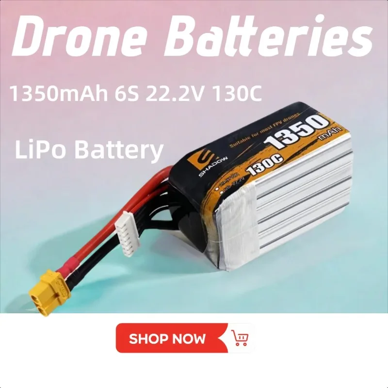

1350mAh 6S 22.2V 130C Rechargeable LiPo Battery for RC Helicopter Quadcopter FPV Racing Drone Batteries