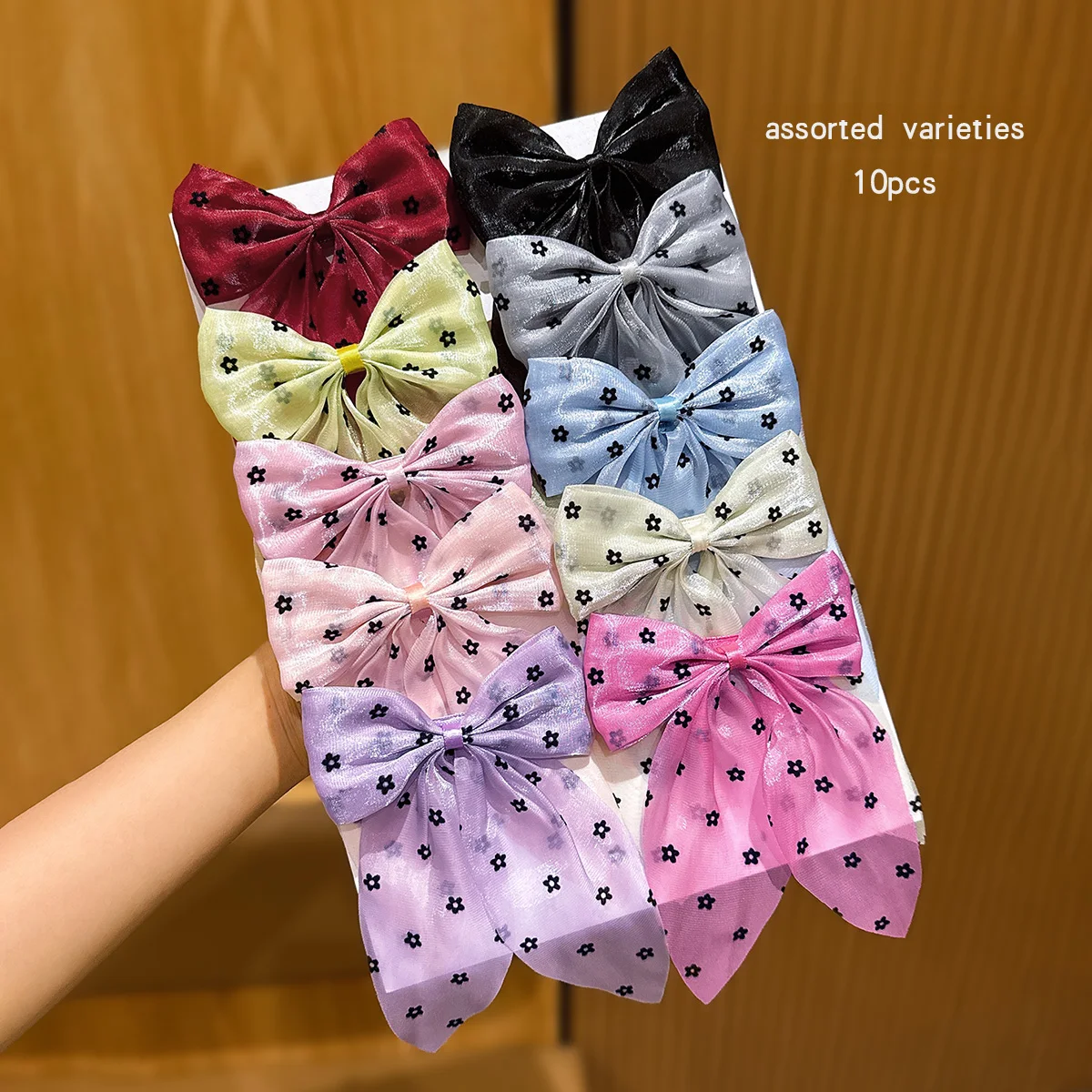 10 colors of random hair accessories, bow, ribbon, hair clip
