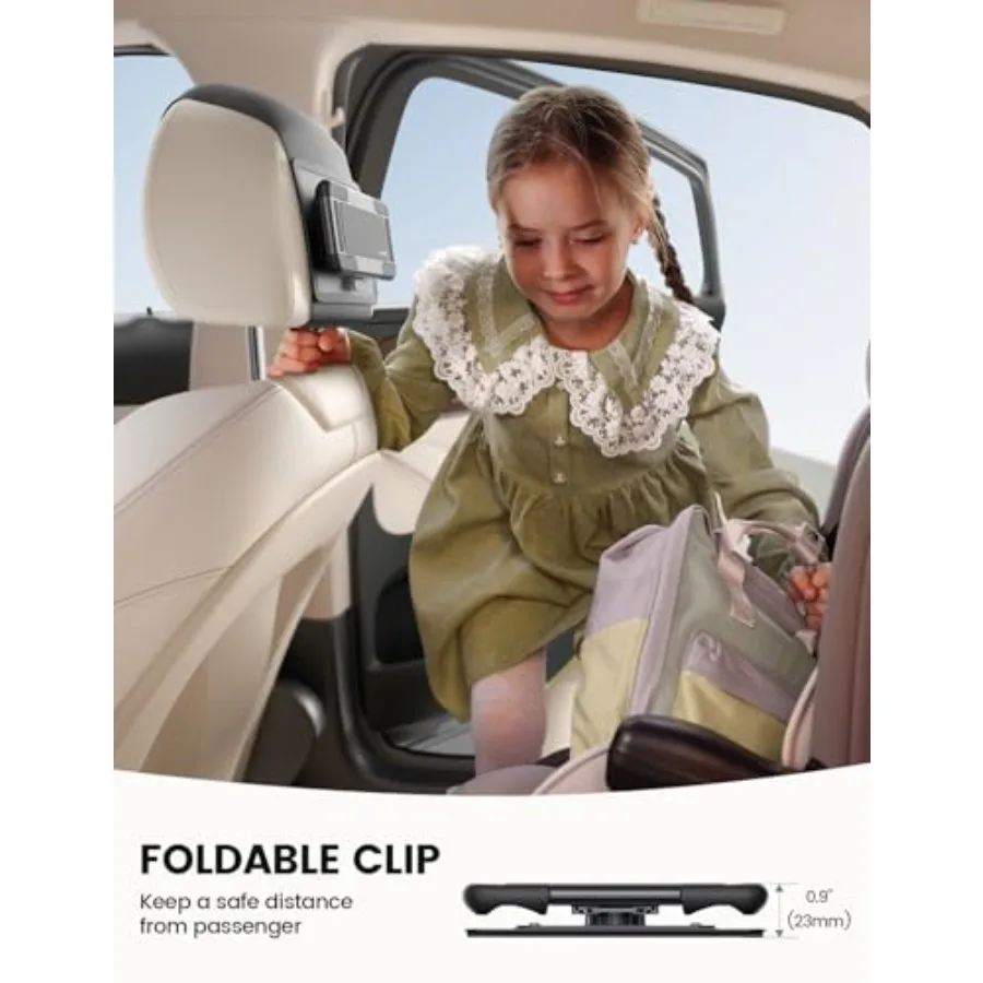 Penyangga Tablet untuk Sandaran Kepala Mobil [Ramah Casing Tebal] [Rotasi 360] Dudukan Tablet Mobil untuk Kursi Belakang Perlengkapan Perjalanan Darat