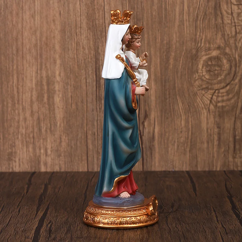 Mother Mary Statue Resin  Virgin Mary Holding Jesus Figure Renaissance Religious Home Decor Gift