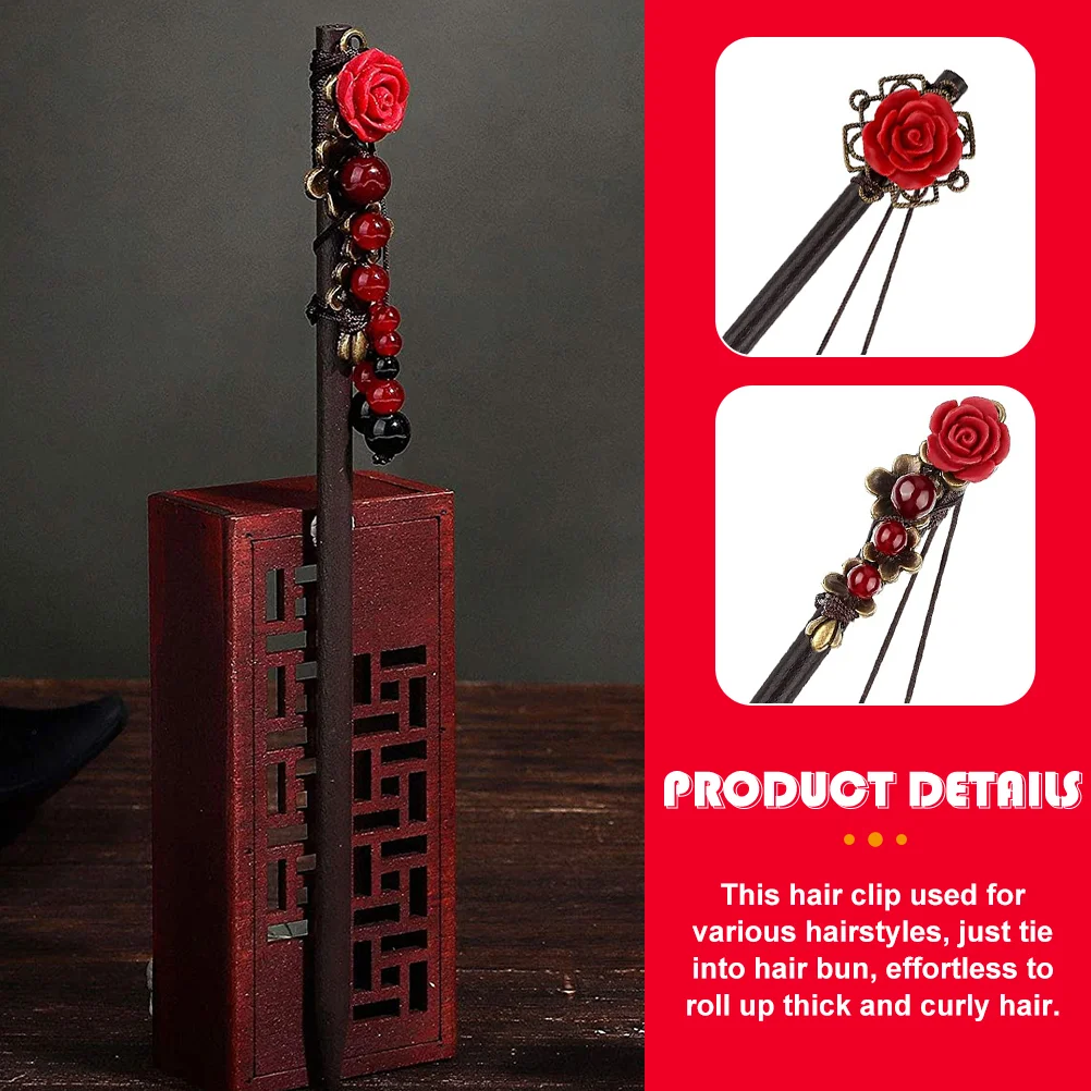 2 Pcs Glass Hair Accessories Hairpin Bride Barrettes Japanese Chopsticks for Women 18x15cm Wood