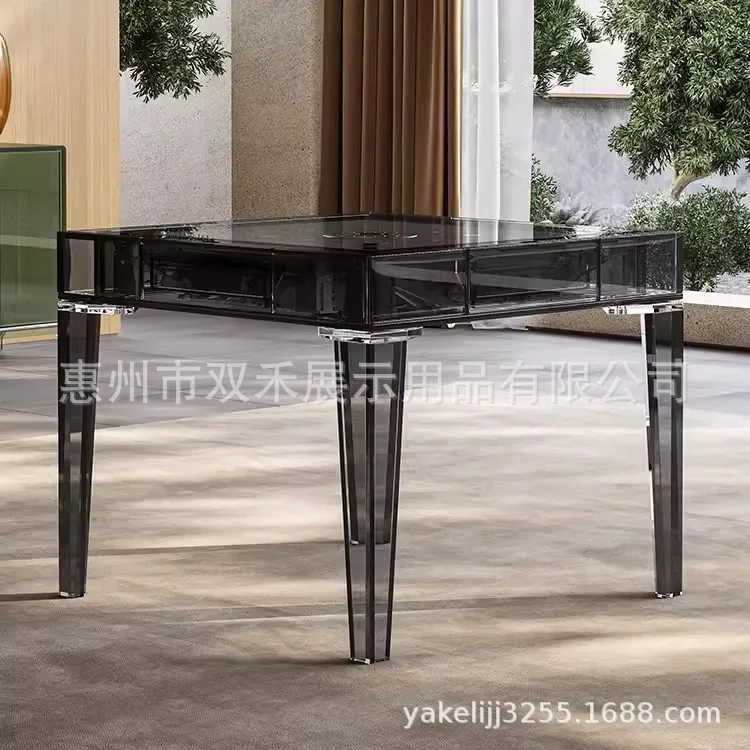 Automatic Mahjong Table, Transparent Acrylic Light Luxury, Household Chess Card Room Equipment for Entertainment Use
