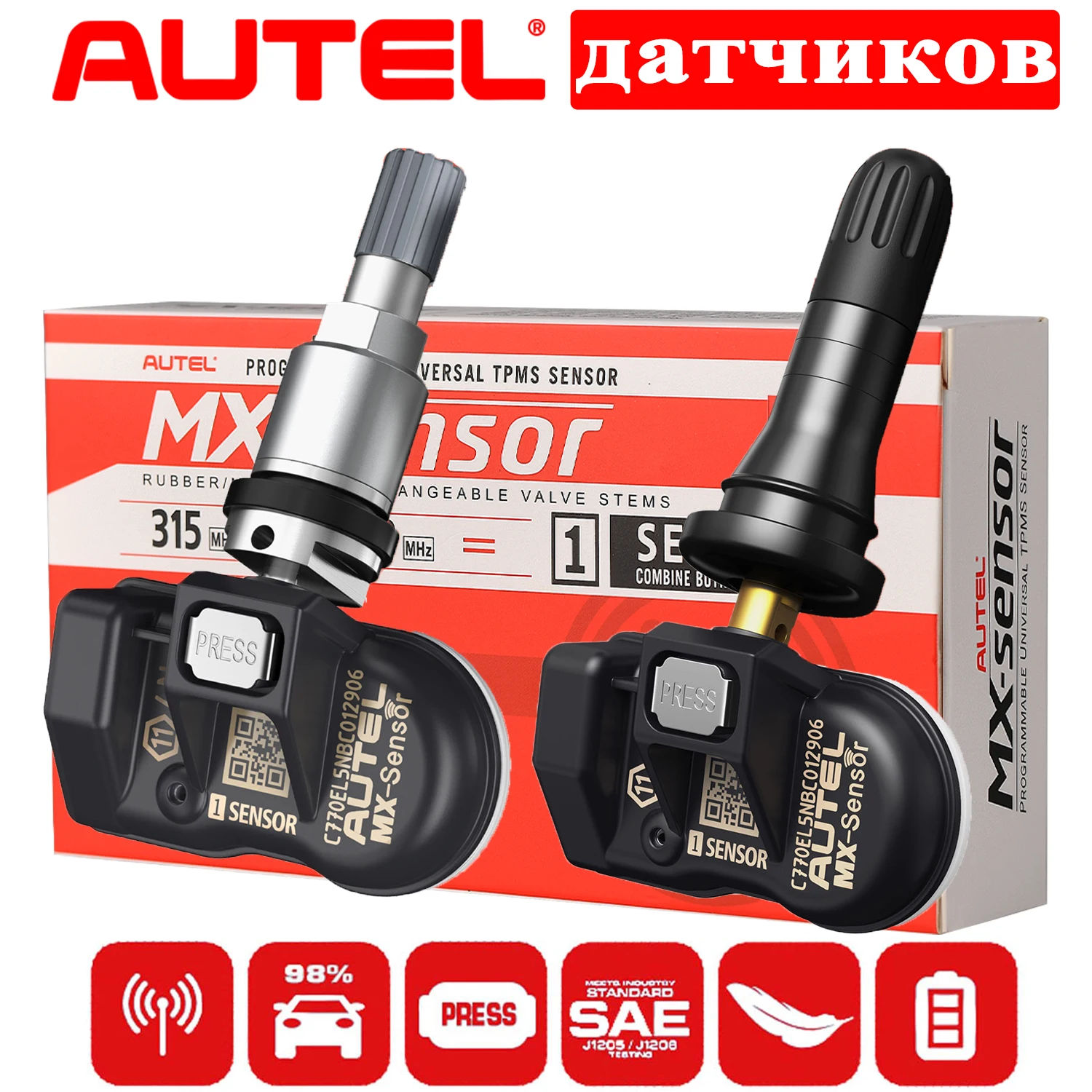 Autel MX-Sensor TPMSセンサー 4個セット Kit De 4 Sensores Programáveis Autel Tpms Mx-sensor 315-433