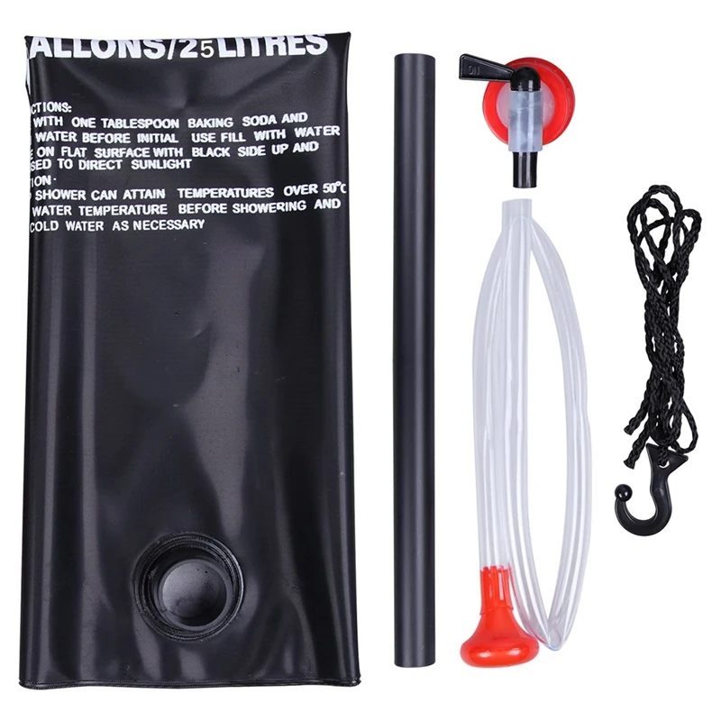 Sac de douche de camp à énergie solaire, sac de bain extérieur pliant portable métropolitain, sac à eau en PVC noir, voyage, randonnée, escalade, 25l