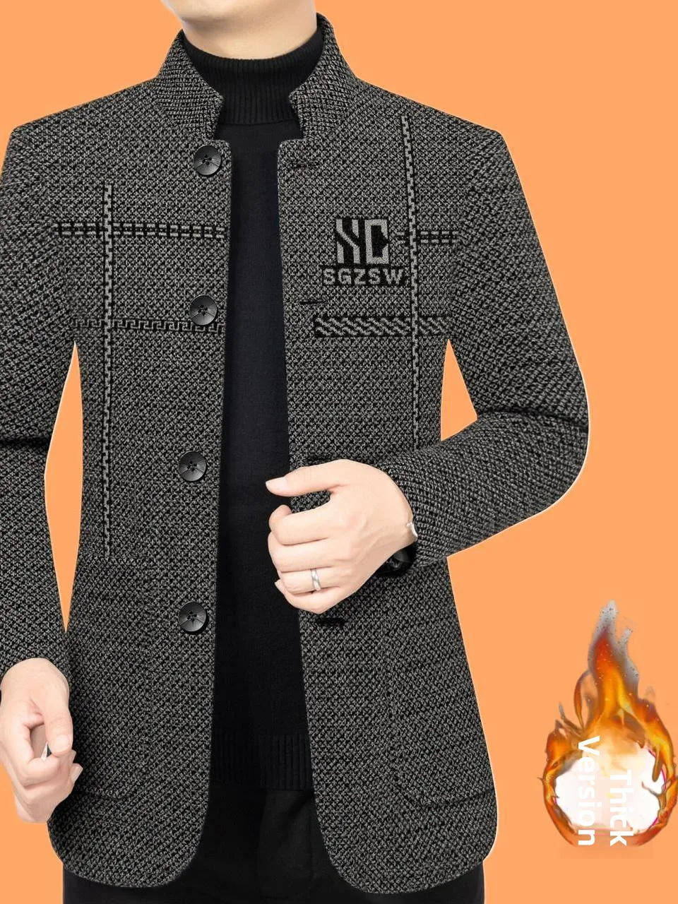 

Slim Fit Casual Thin Men's Suit Jaet Faionable Busin Leisure Polyester Fiber Long Sve Single Button Closure Coat