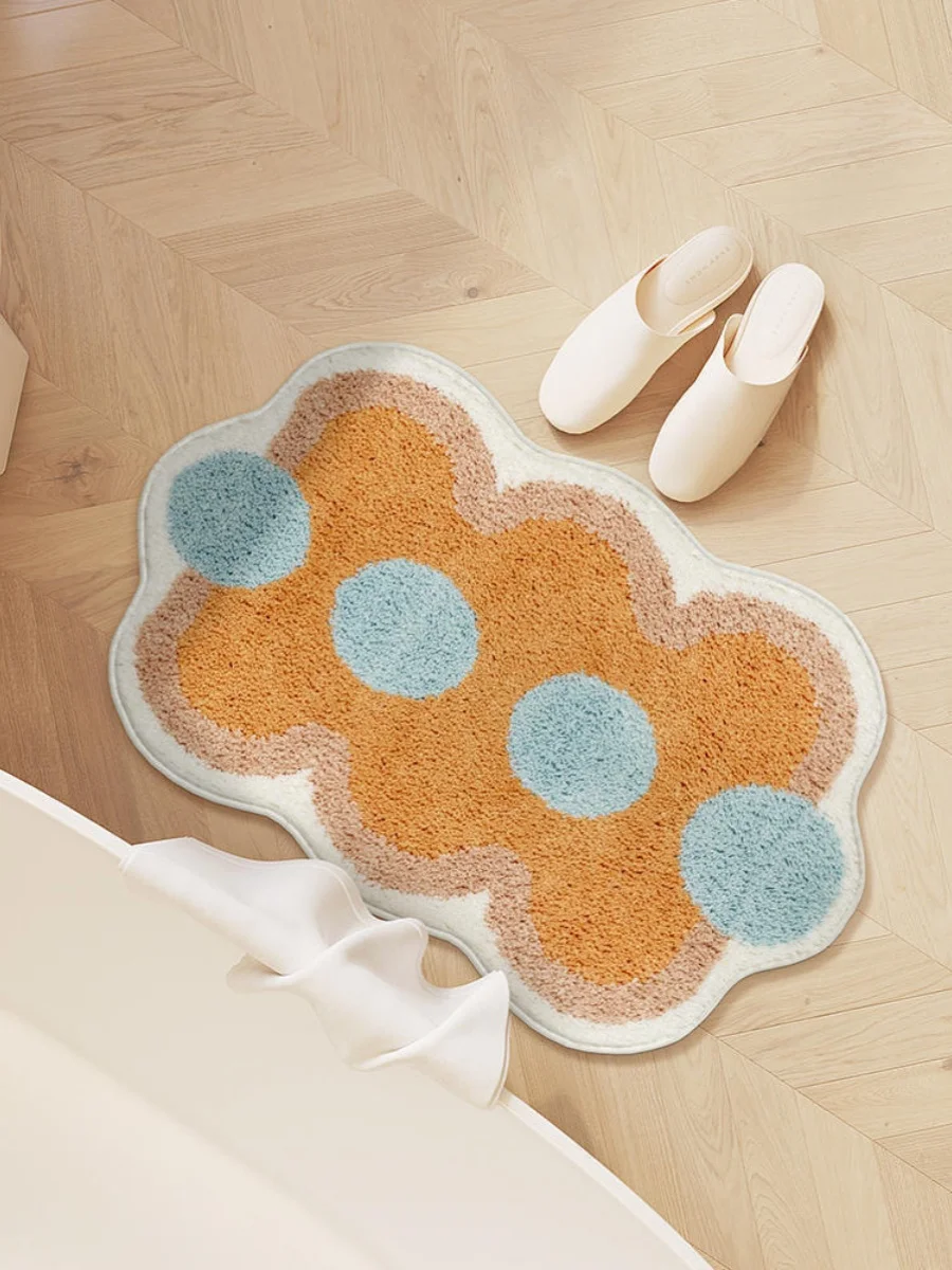 Simple Geometric Shapes ufted Carpet Mat Soft Fluffy Thick Tuftting Room Entry DoorMat Anti-slip Rug Entrance Floor Mat