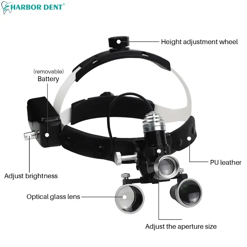 2.5X /3.5X Dental Loupes With Adjustable LED Dental Magnifying Glass For dentistry Headlight Binocular Loupe With Aluminium Box