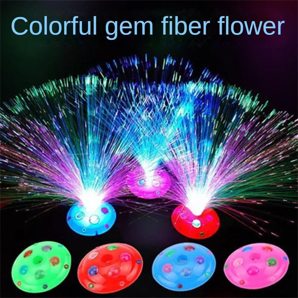 Flashing Night Light Gem Base Fiber Optic Lamp Led Seven Color Glowing All Sky Star Toy Festival Decorative Lamps Random