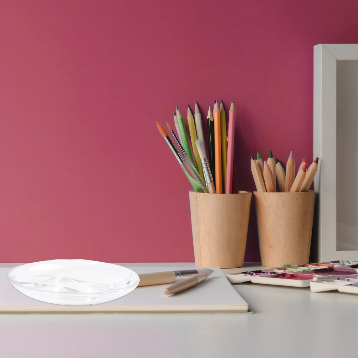 

3PCS Color Mixing Tray Lightweight Durable Paint Palette Kids Artists Travel Round Board Ink Plate Art Craft Work DIY Use Save